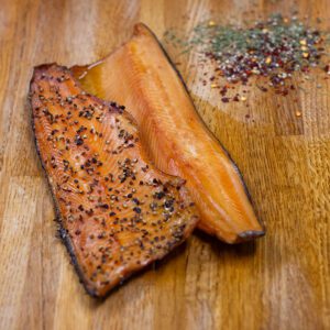 Hot Smoked Trout Fillet, Plain, Peppered or with Chilli £38.00kg